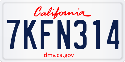 CA license plate 7KFN314