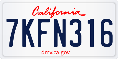 CA license plate 7KFN316