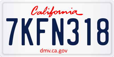 CA license plate 7KFN318