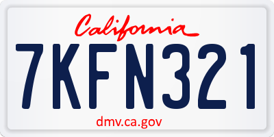 CA license plate 7KFN321