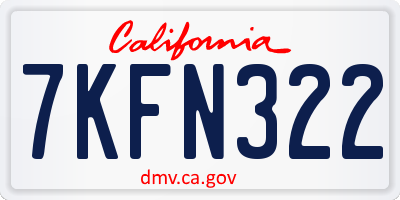 CA license plate 7KFN322