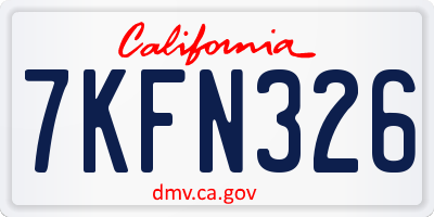 CA license plate 7KFN326