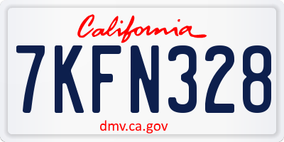 CA license plate 7KFN328
