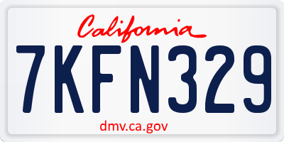 CA license plate 7KFN329