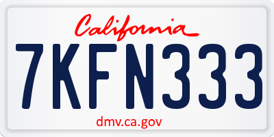 CA license plate 7KFN333