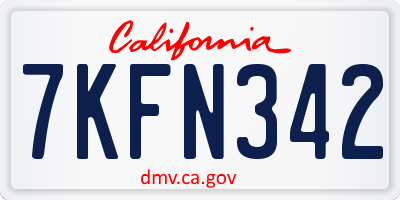CA license plate 7KFN342