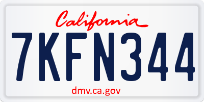 CA license plate 7KFN344