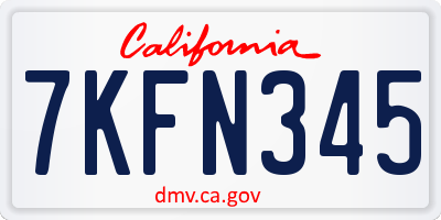 CA license plate 7KFN345