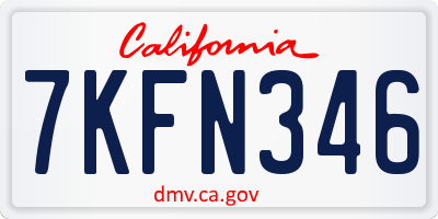 CA license plate 7KFN346