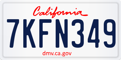 CA license plate 7KFN349