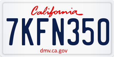 CA license plate 7KFN350