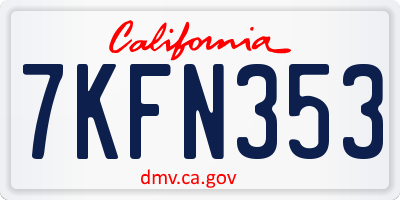 CA license plate 7KFN353