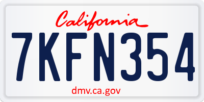 CA license plate 7KFN354