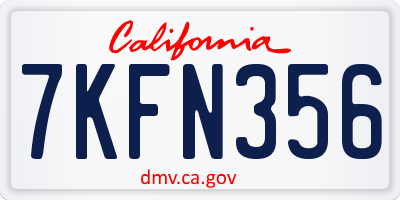 CA license plate 7KFN356