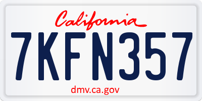CA license plate 7KFN357