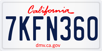 CA license plate 7KFN360