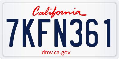 CA license plate 7KFN361