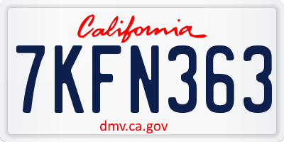 CA license plate 7KFN363
