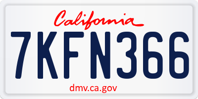 CA license plate 7KFN366