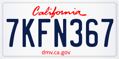 CA license plate 7KFN367