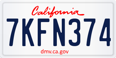 CA license plate 7KFN374