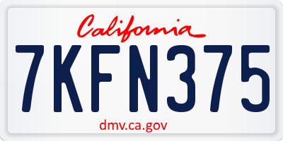 CA license plate 7KFN375