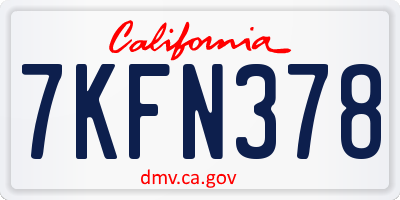 CA license plate 7KFN378