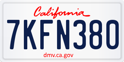 CA license plate 7KFN380
