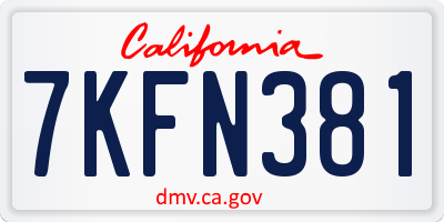 CA license plate 7KFN381