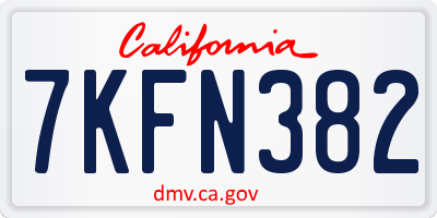 CA license plate 7KFN382