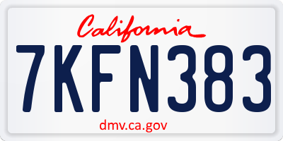 CA license plate 7KFN383