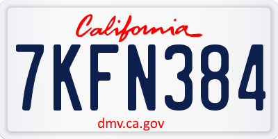 CA license plate 7KFN384