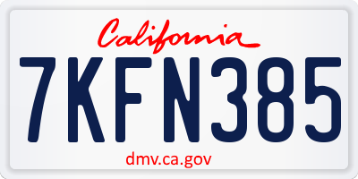 CA license plate 7KFN385