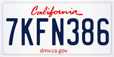 CA license plate 7KFN386