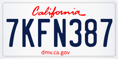 CA license plate 7KFN387