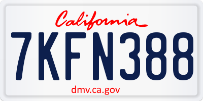 CA license plate 7KFN388