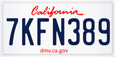 CA license plate 7KFN389