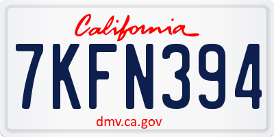 CA license plate 7KFN394
