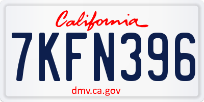 CA license plate 7KFN396