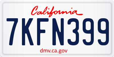 CA license plate 7KFN399