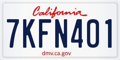 CA license plate 7KFN401