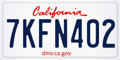 CA license plate 7KFN402