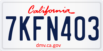 CA license plate 7KFN403
