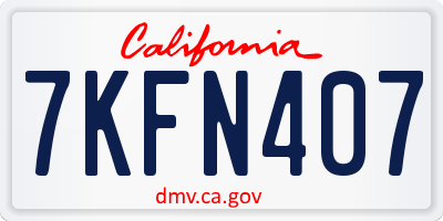 CA license plate 7KFN407