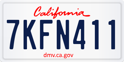 CA license plate 7KFN411
