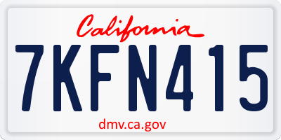 CA license plate 7KFN415