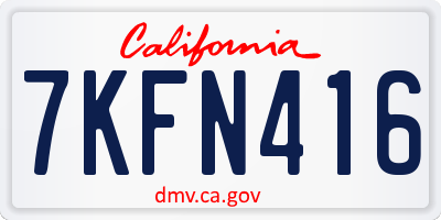 CA license plate 7KFN416