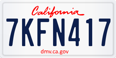 CA license plate 7KFN417