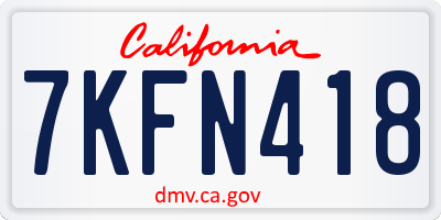 CA license plate 7KFN418