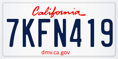 CA license plate 7KFN419